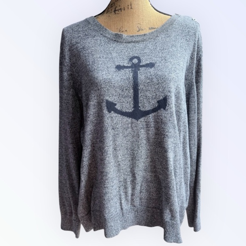 Nautica gray Knit Sweater anchor on front